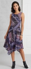 Simply Vera Vera Wang Geometric Dress Sleeveless Hi-Low Asymmetric Purple S