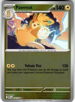Pawmot 034/094 Rare Phantasmal Flames Pokemon Reverse Holo Near Mint