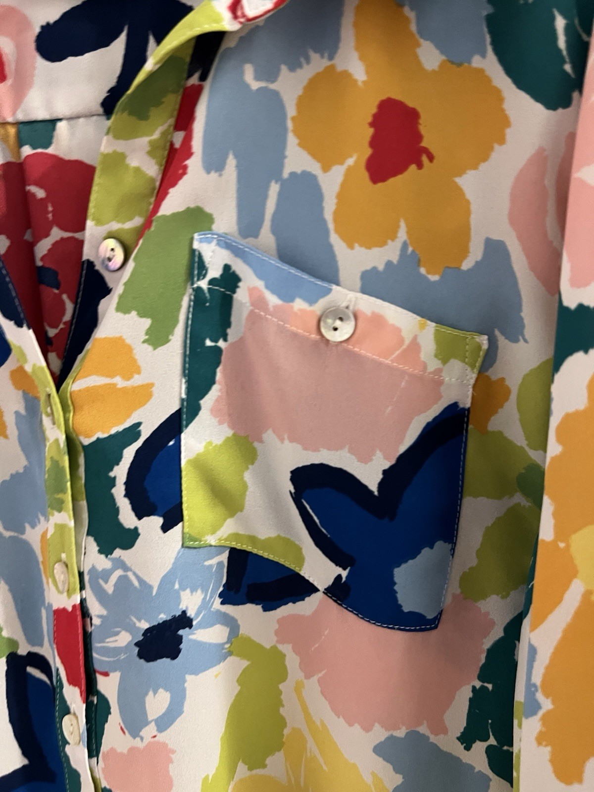 Multiples Multicolor Floral Button Front Tie Wais… - image 3