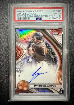 BRYCE ELDRIDGE 2024 BOWMANS BEST REFRACTOR AUTO PSA 10 GIANTS
