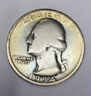 1934 D Washington Quarter 25c Denver 90% Silver US Coin