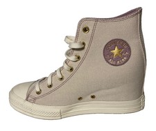 CONVERSE Chuck Taylor Wedge Platform Hi Tops-Orchid Dust Egret Gold-Sz 10.5-NEW