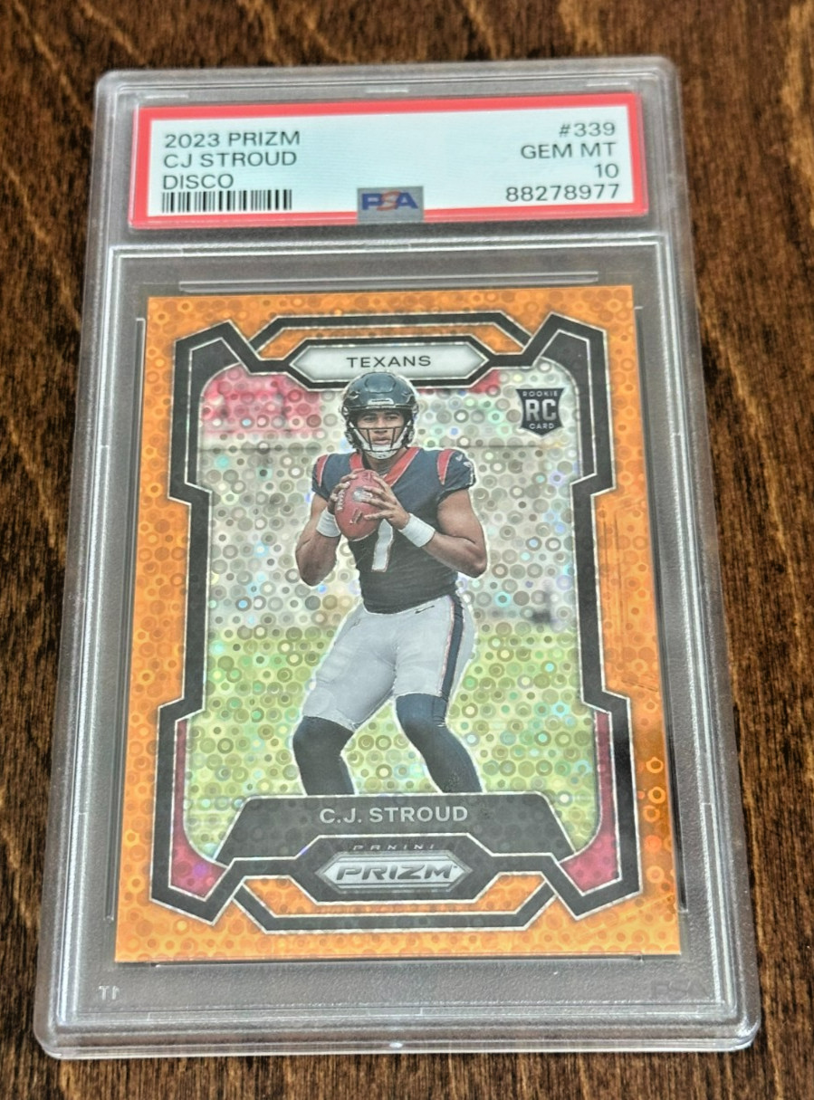 2023 Panini Prizm Orange Disco CJ Stroud PSA 10 Gem Mint Rookie RC Texans 339 view 1