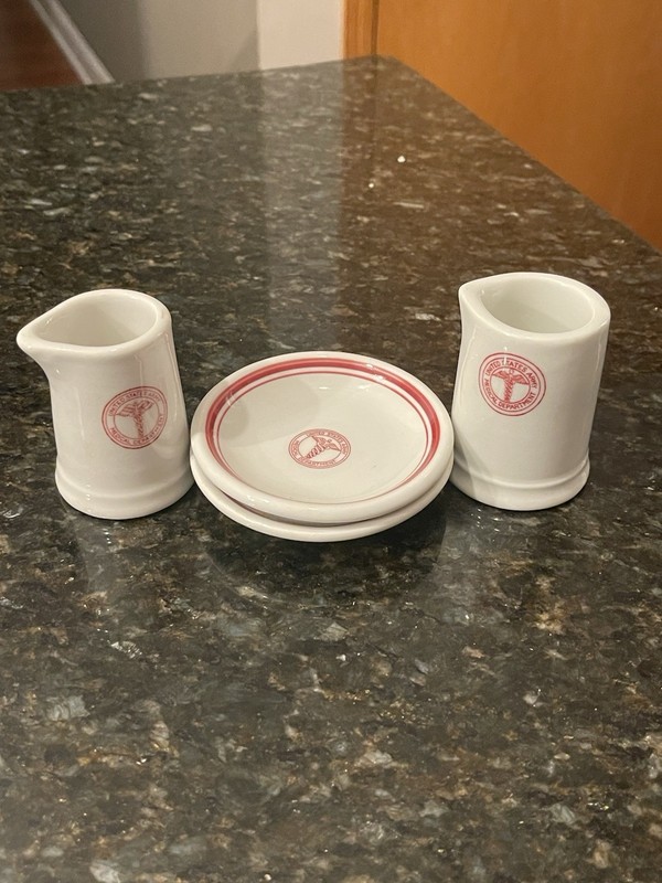 Vintage Set of 2 Butter Pats / Creamer United States Army Medical Department USA