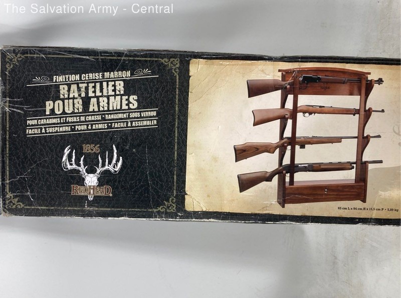 1856 RedHead Brown Wood Cherry Finish Gun Rack For 4 Rifle w/Box