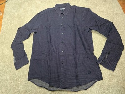 Vilebrequin Mens Button Down Shirt L Navy Geometric 100% Cotton Luxury Resort