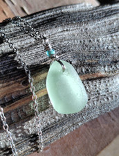 Sea Glass Necklace Beach Wife Friend Mother Sister Hawaii Surf Pastel Green