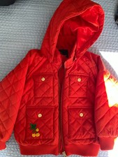Mini Rodini Cherry Embroidery Hooded Quilted Jacket 6/7 y