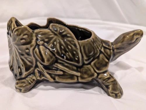 Vintage MCM MCCOY Pottery Turtle Planter, Turtle Shaped Mid Century Ceramic Pot