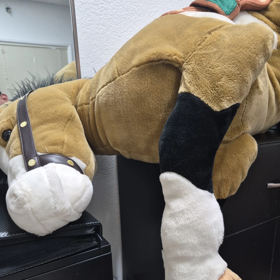 Лошадь плюшевая мягкая коричневый пони скаковая лошадь гигантский Jumbo большой 36» - Изображение 4 из 4