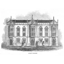 BIRMINGHAM Queens College - Antique Print 1844