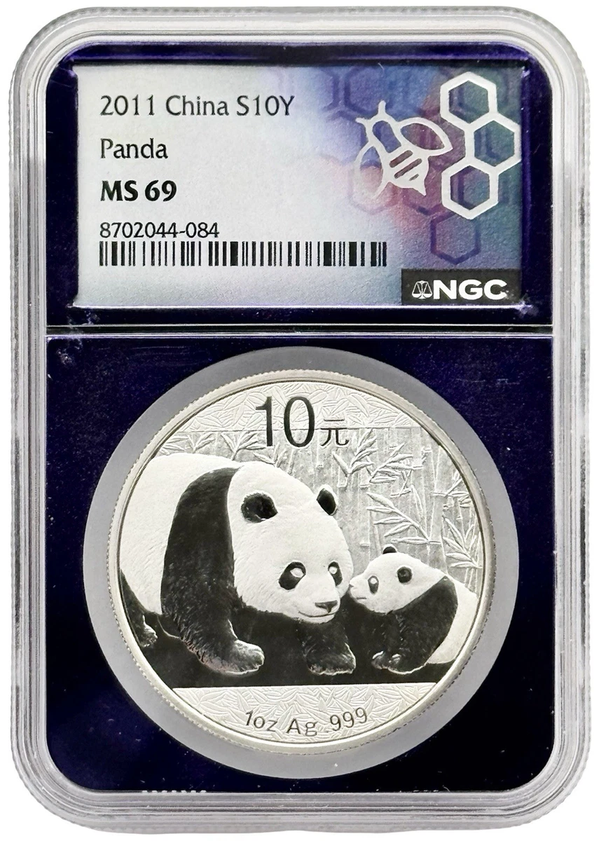 希少、1989年 中国 10元 パンダ 銀貨 MS69 NGC Chinese Panda NGC Grade MS 69 1 oz Precious Metal Content per Unit
