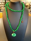 Natural 8mm Green Jadeite Round Gemstone Beaded Pendant Necklace 36 Inches  — photo 1