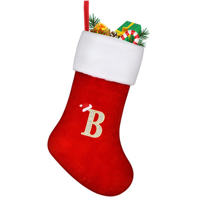 TOPWAYS Weihnachtsstrumpf 45 cm Rot mit Buchstabe B