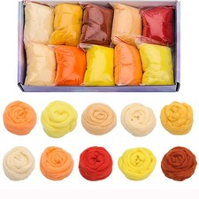 10 Colors Needle Felting Wool Fibre Wool Roving for DIY Craft Needle Felt Roving