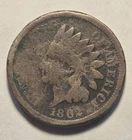1862 Indian Head Cent 1c Penny, Good G Details, Rev Scratches - Exact Coin Shown