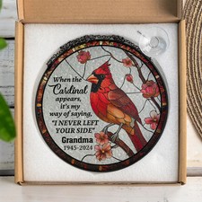 Red Cardinal Memorial Suncatcher Glass Window Decor