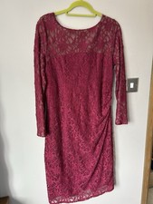 Nightingales Burgundy Lace Overlay Dress Size 16