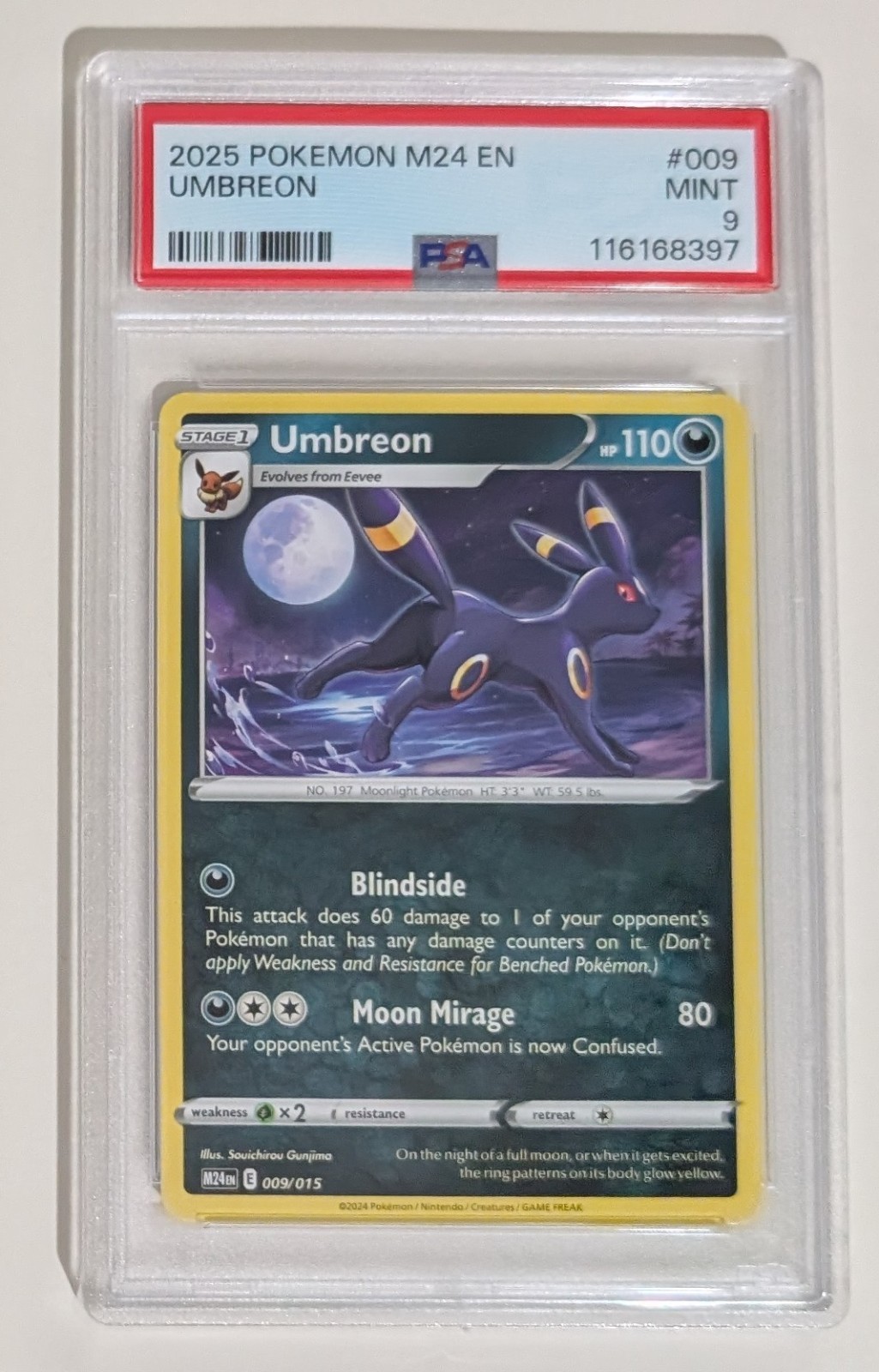 Umbreon : Pokemon : McDonald's M24 EN 2025 : 009/015 : PSA 9 MINT 009