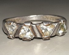 Trillion Cut White Stone Set Sterling Silver Ring Size 7.5 2.1g