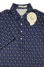Criquet Golf Polo Shirt Mens M Blue Print Activewear
