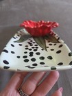 Cali Pottery Ceramic Platter Dip Bowl 3D Red Poppy Flower White Black Polka Dot — photo 5