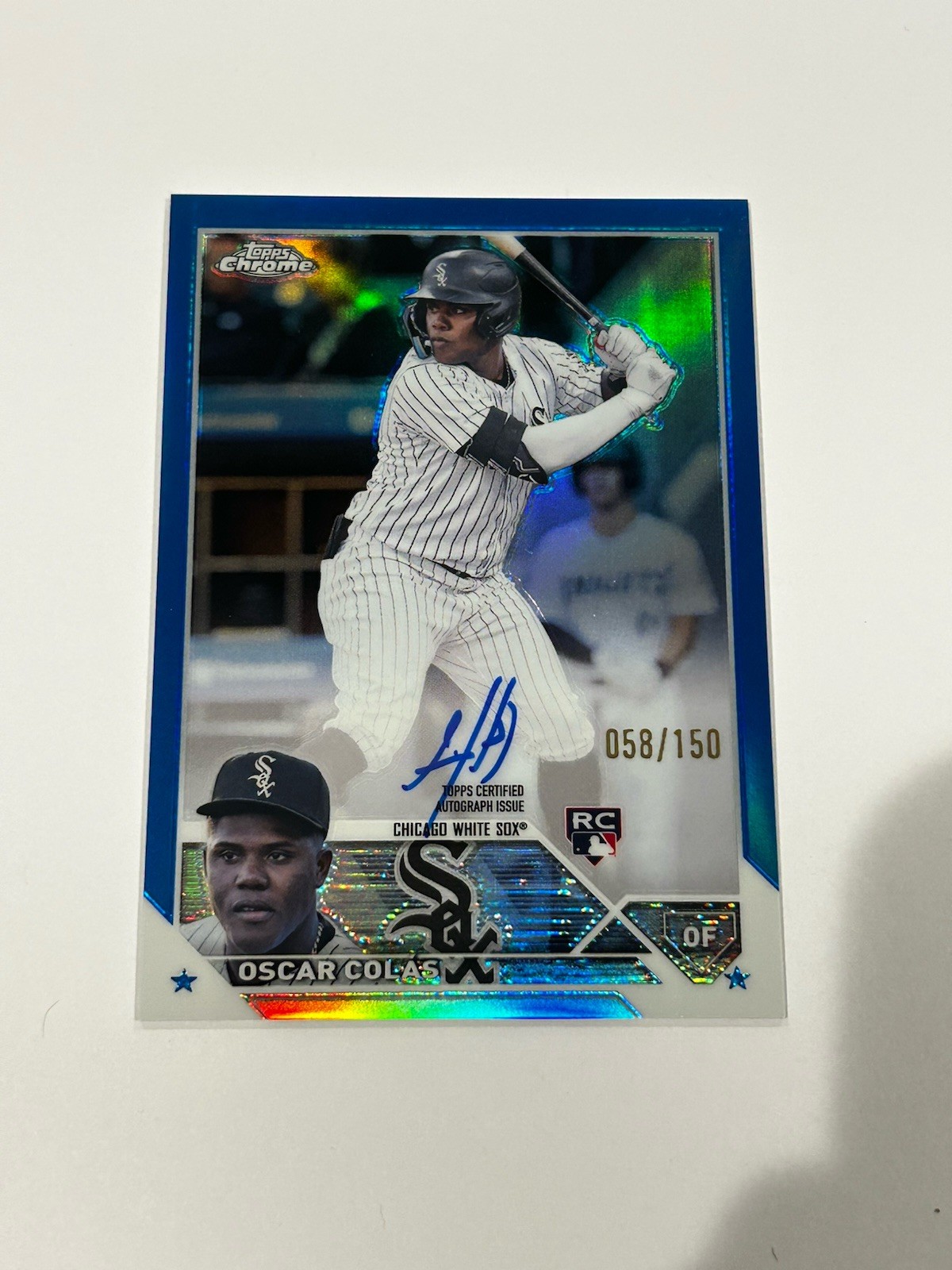 Oscar Colas 2023 Topps Chrome Auto Blue Refractor /150 RC Chicago White Sox