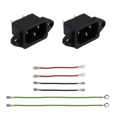 2pcs IEC 320 C14 Male 3 Pins Screw Mount Inlet AC Power Plug Adapter Connecto