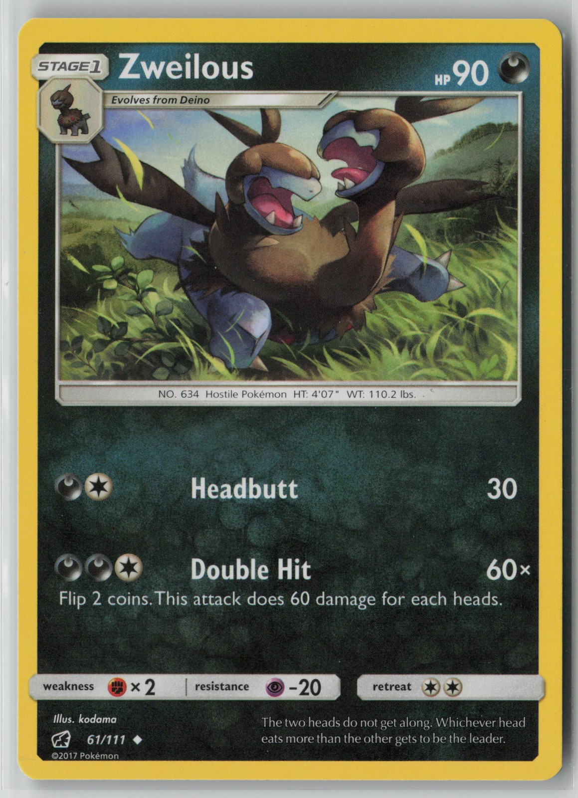 Zweilous 61/111 Pokemon Crimson Invasion Uncommon Near Mint Card NM 1