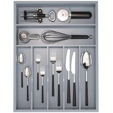 Utensil Organizer Silverware Drawer - 7 Slots Bamboo Tray Multifunctional Small