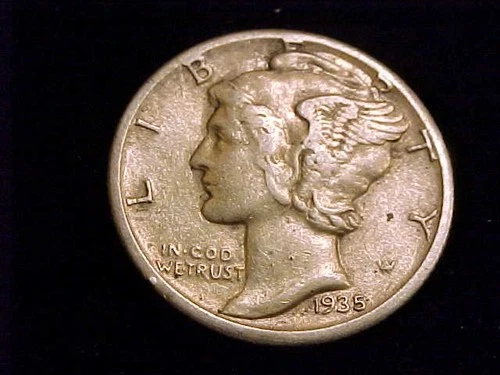 1935-S  Mercury Dime  Extra Fine Grade.