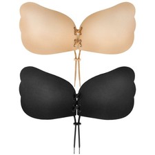 Cmojsk Sticky Bra Backless Strapless Bra Push Up Adhesive Invisible Lift Up