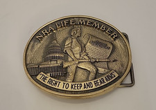 Vintage NRA Life Member Brass Belt Buckle Jadco 2nd Amendment USA