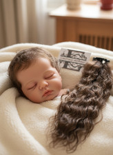 Mohair f&uuml;r Reborn Puppe, bewurzelt. Loutrais Mohair Premium - 10 Gramm mittelbraun
