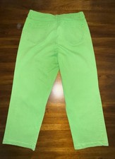 Jones New York Missy Senora Courant Jeans Sutton Capri Size 16 Neon Green