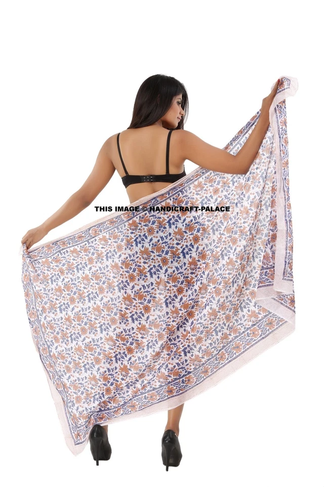 10 PC Menge Hand Block Druck Damen Strandkleid Bedecken Kaftan Sarong Somme Wrap - Bild 4 von 4