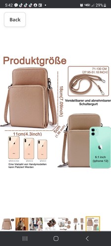 TAN.TOMI Mobile Phone Case for Hanging, Vegan Leather Shoulder Mobile Phone Case - Picture 3 of 7