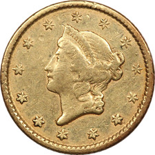 1853 Type 1 Liberty Head $1 Gold Dollar, Ex-Jewelry Damaged, Circulated