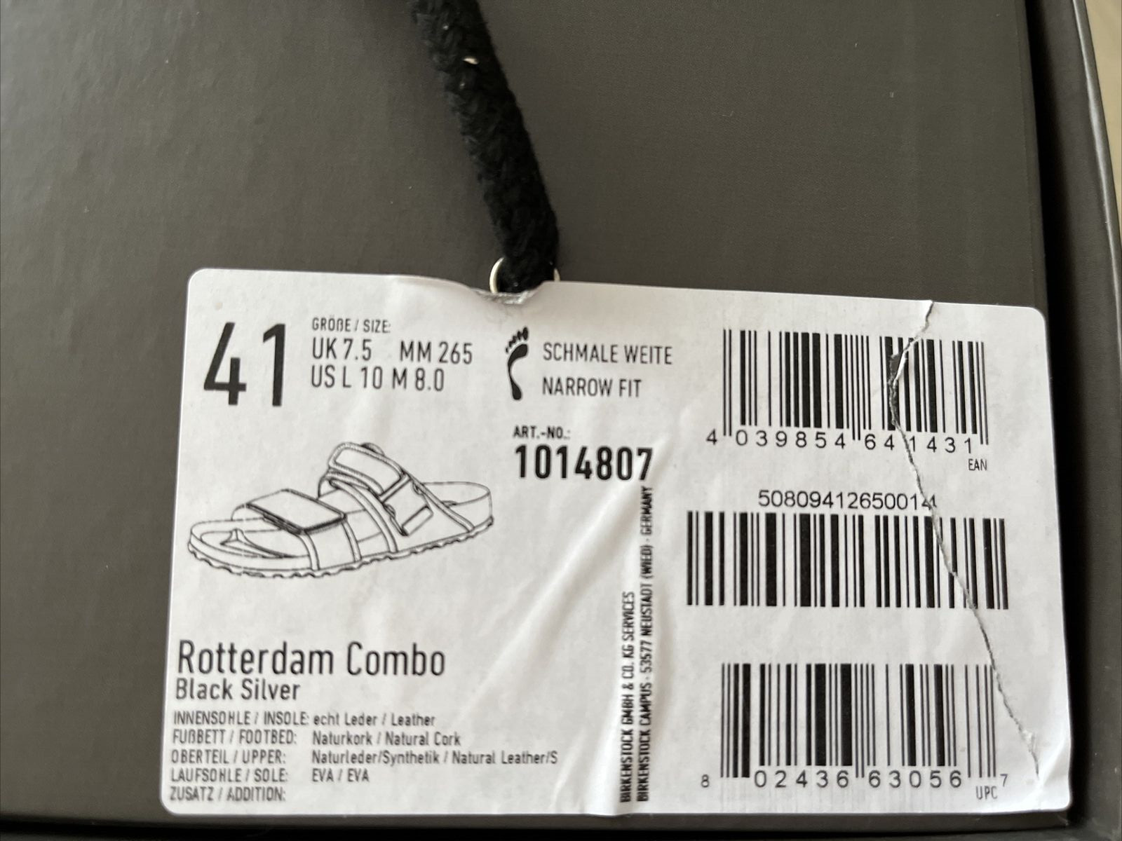 NEW Rick Owens Rotterdam Combo Black Silver Size 41 Birkenstock image 5