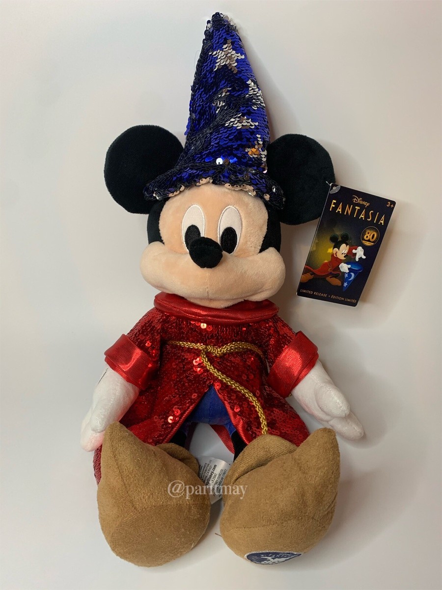 Disney Sorcerer Mickey Mouse Sequined Plush Fantasia 80th