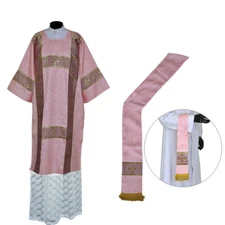 ROSE Deacon Dalmatic Vestment Deacon Stole Maniple, Roman Dalmatic Chasuble NEW
