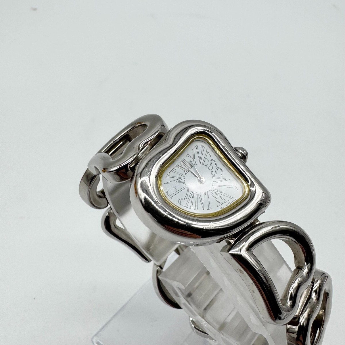 Yves Saint Laurent Watch Quartz YSL Heart bezel Silver Bangle