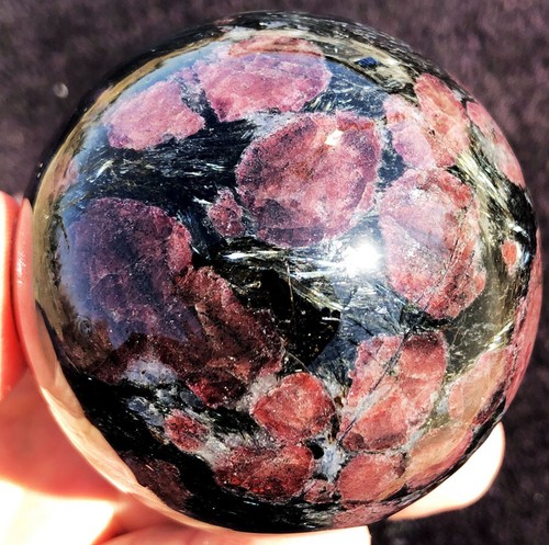 2,50"456g Goldblitz russische Astrophyllit rote Granat & Pyritkugel ip1744 - Bild 8 von 12