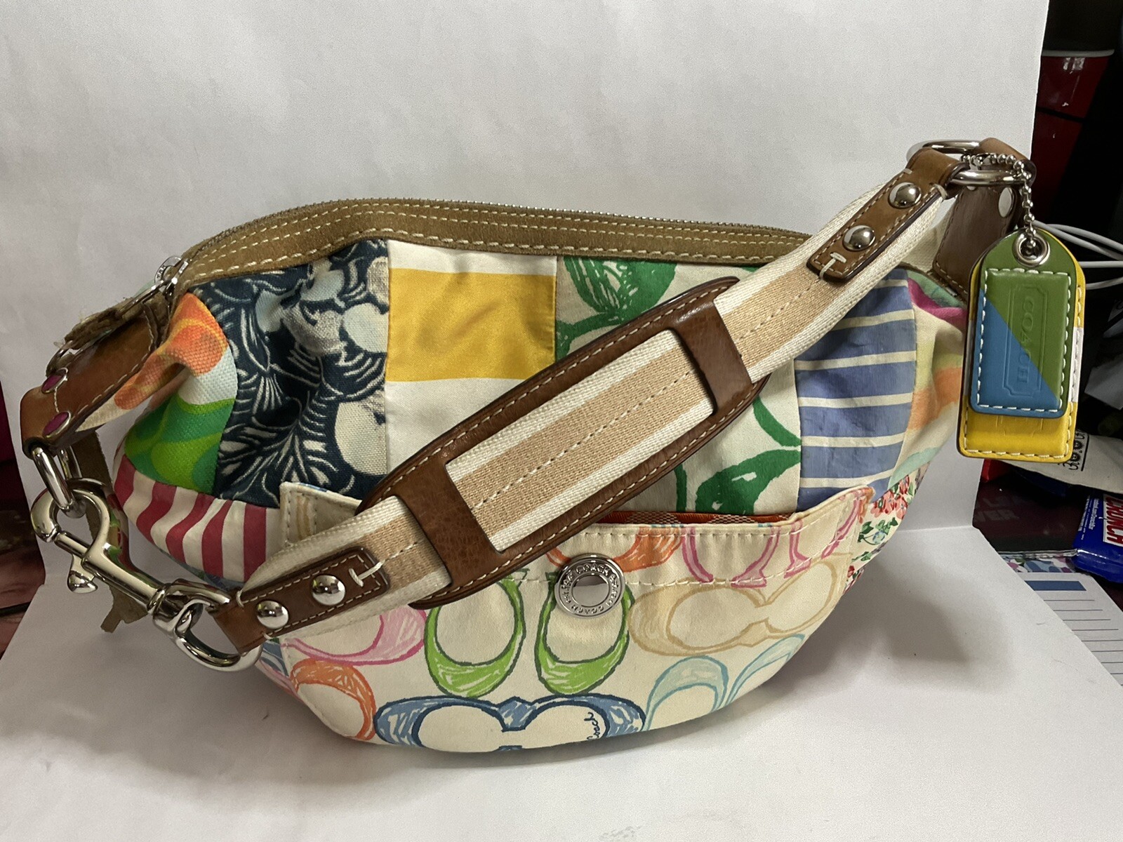 Coach White Pastel Hampton Monogram Patchwork Bag Pur… Gem