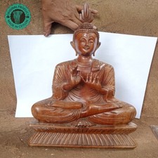 Hand-Carved Wooden Meditating Buddha Statue - Serene Home D cor from Ceylon