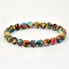 Galaxy Sea Sediment Imperial Jasper 10mm Beaded Healing  Gemstone Bracelet Gift