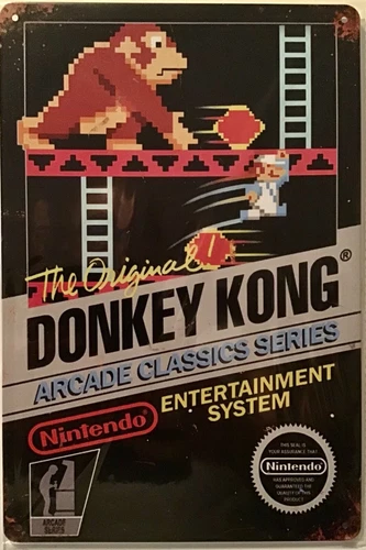 TIN SIGN 8x12 Donkey Kong video arcade game Nintendo gorilla Mario plumber A80