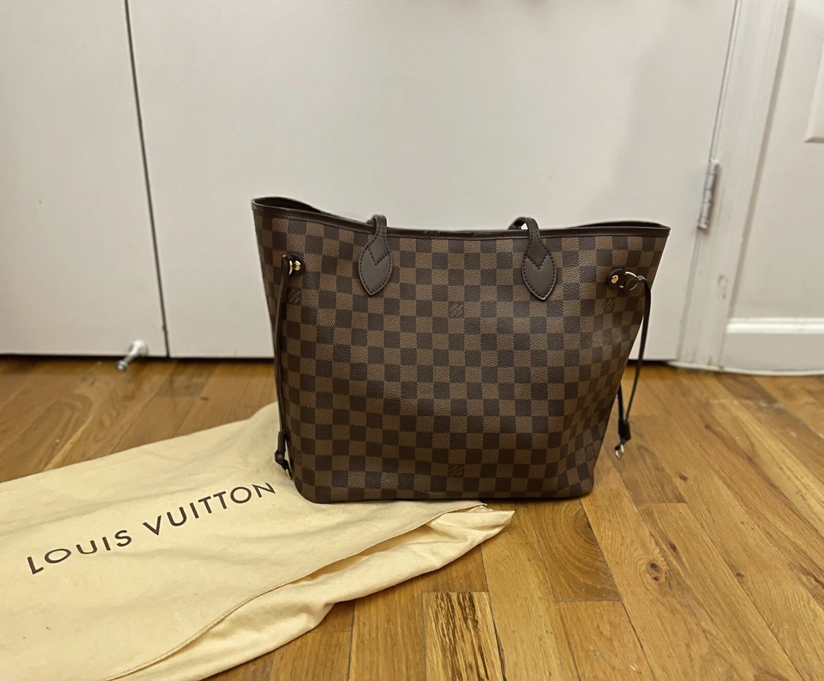 Authentic Louis Vuitton Neverfull MM Tote Bag in Damier Ebene