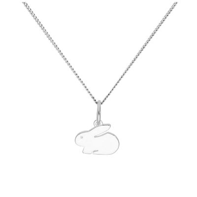 Sterling Silber Hase Kaninchen Anhänger an 16+2 Zoll Diamantschliff Kette
