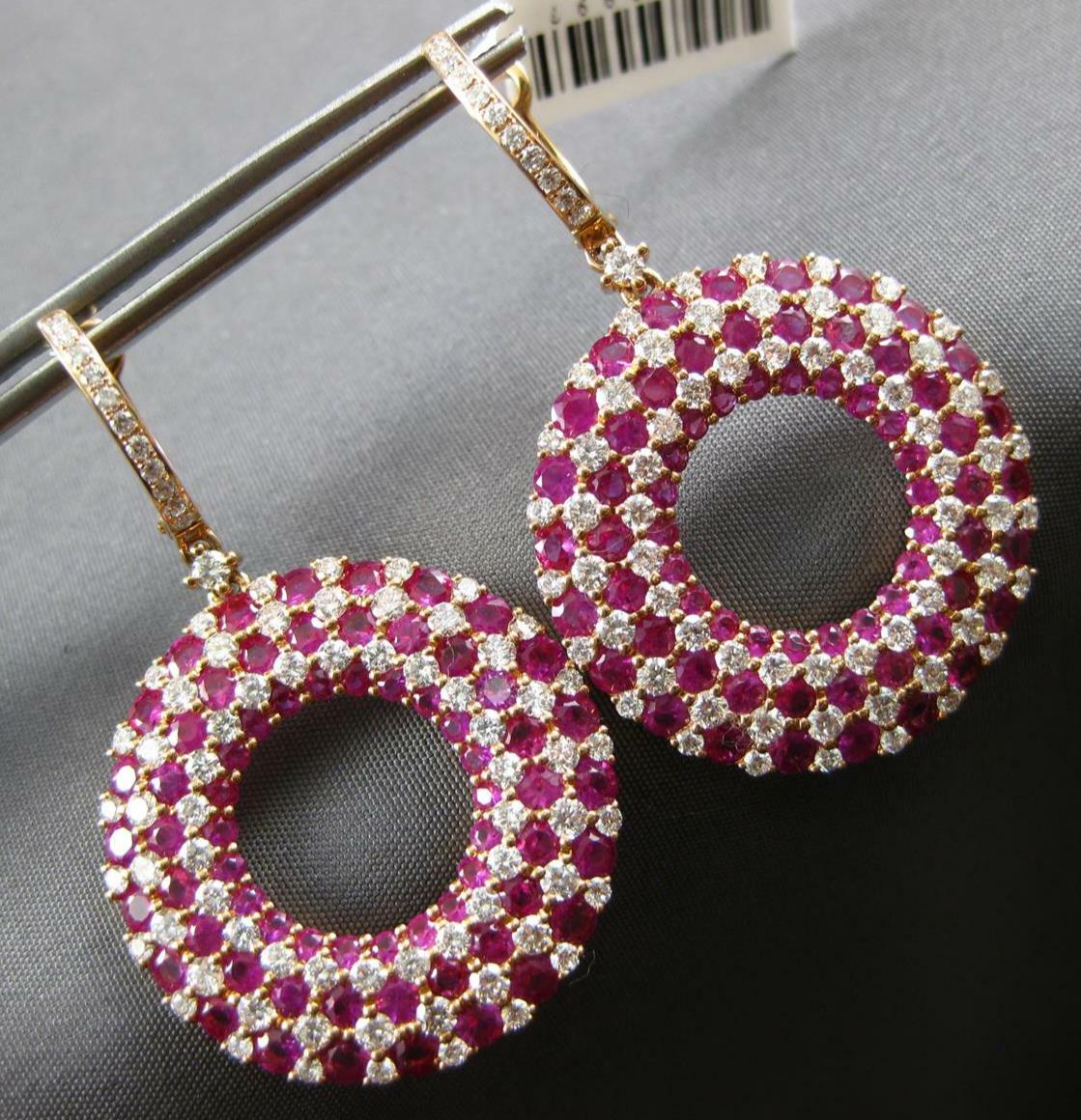 GRANDI ORECCHINI CIRCOLARI MULTI FILA ORO ROSA 18KT DIAMANTI E ZAFFIRO ROSA 10 29CT